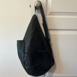 Black Leather Sling Bag